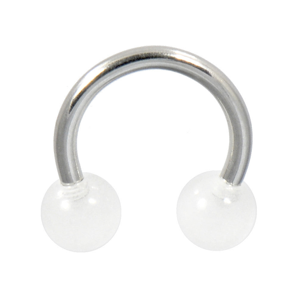 14G 7/16 Clear Glow in the Dark Horseshoe Circular Barbell