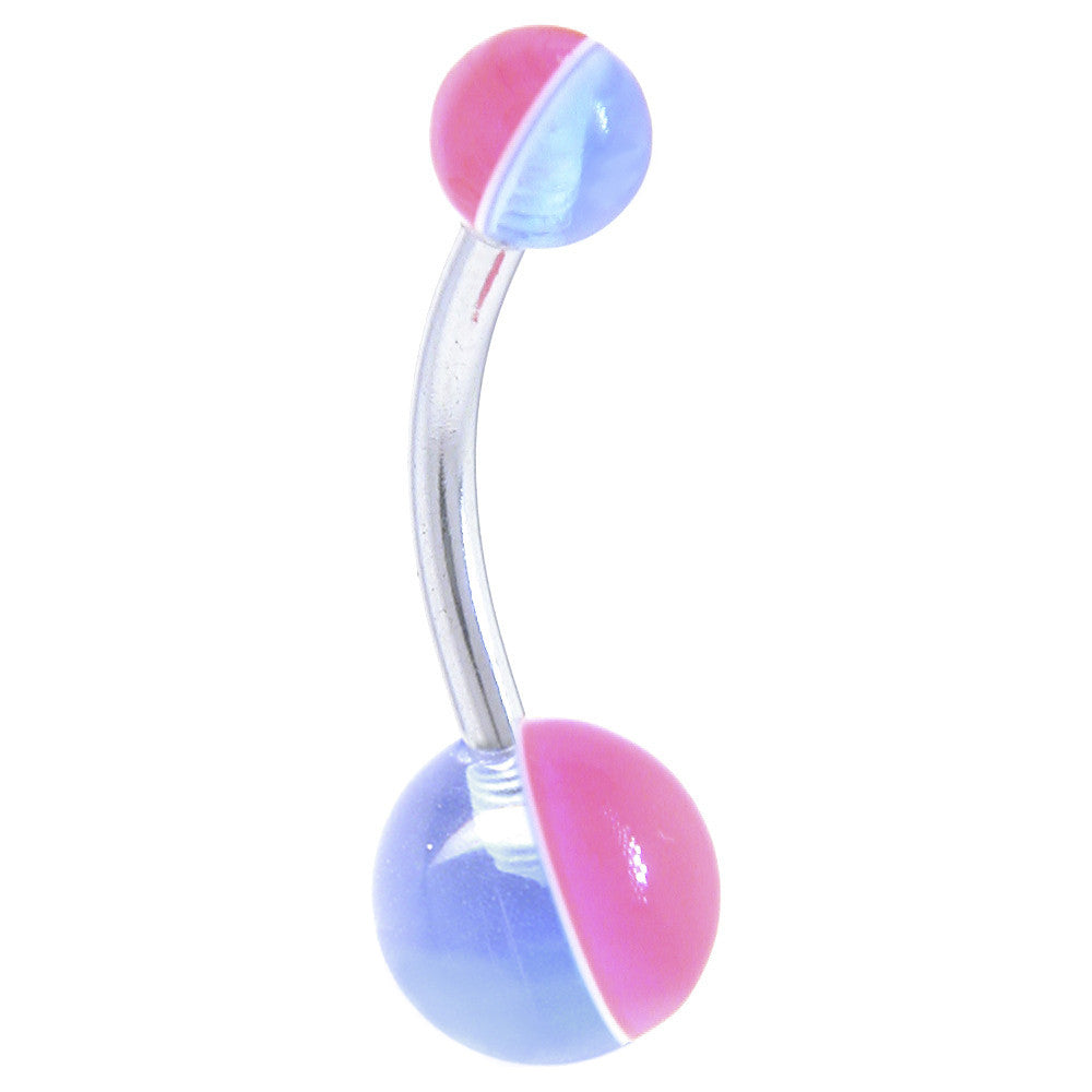 Blue-Pink Two Tone Acrylic Belly Button Ring Blue-Pink Two Tone Acrylic Belly Button Ring