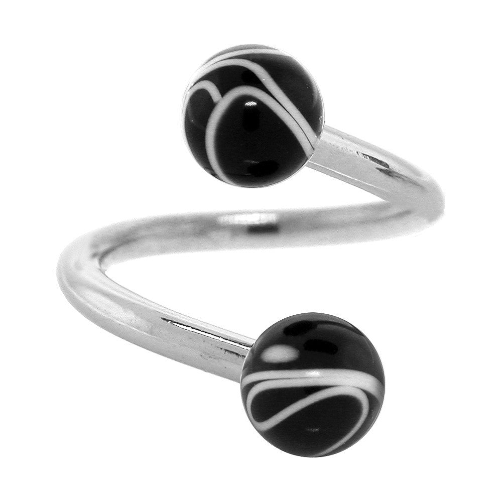 Black White Acrylic Swirl Spiral Twister Belly Ring
