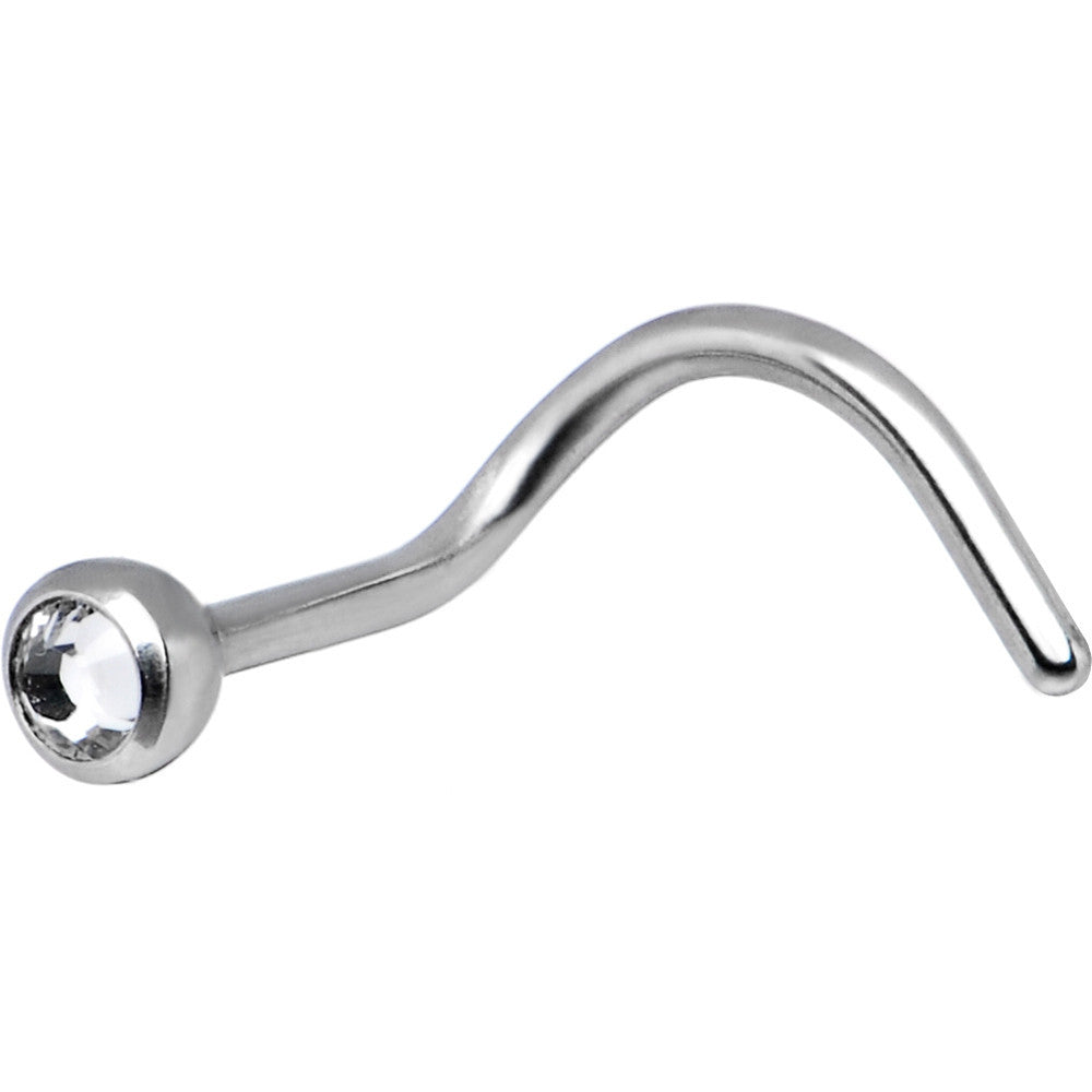 Polished Grade 23 Titanium Crystalline Gem Nose Ring