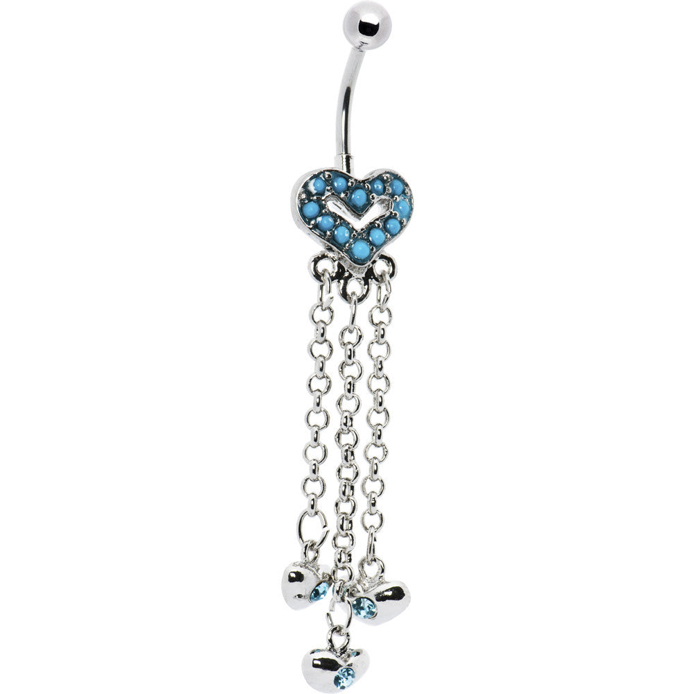 Southwestern Style 5 Dangling Turquoise Belly Button Ring