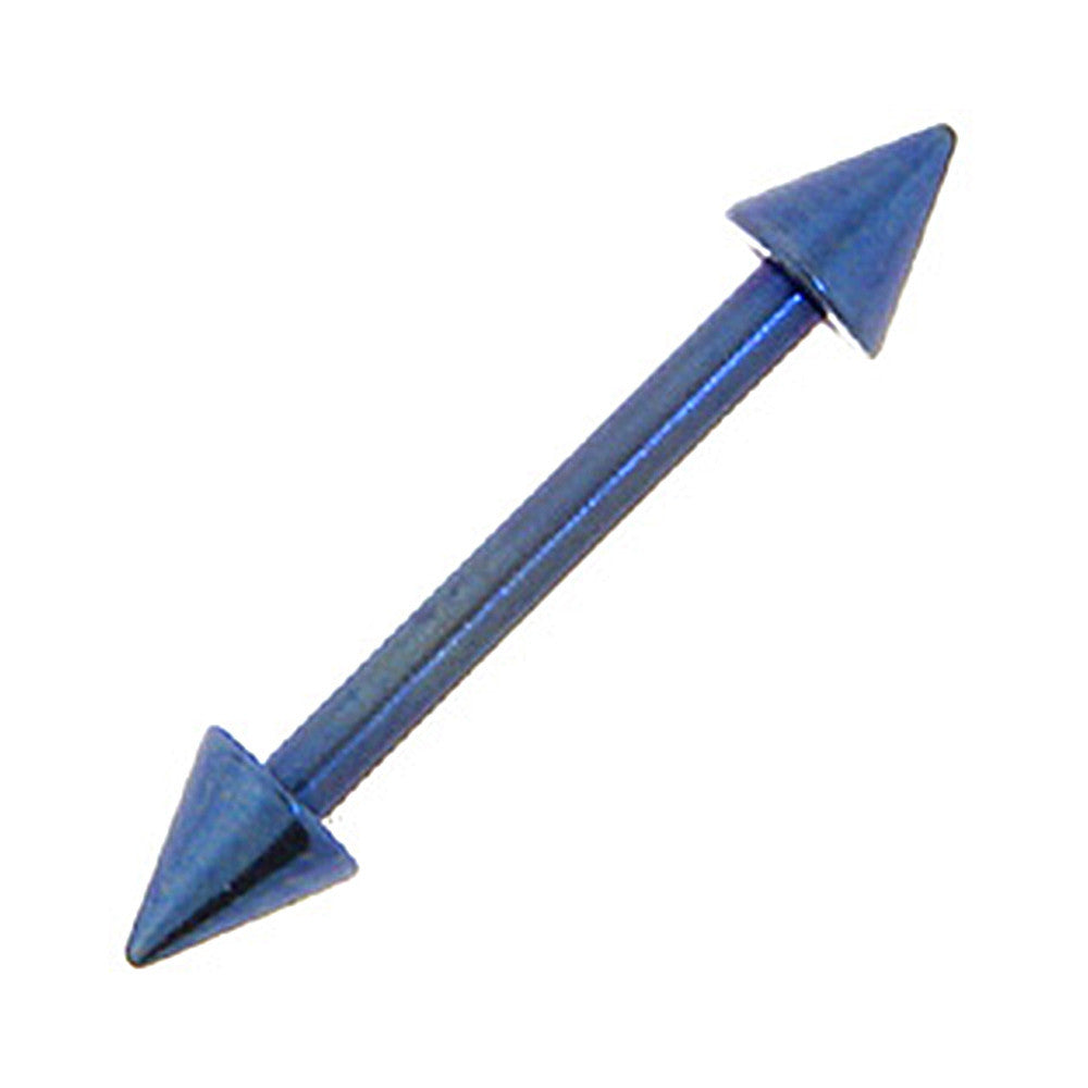 Solid Titanium Cobalt Blue Cone Eyebrow Barbell 5/16-3mm