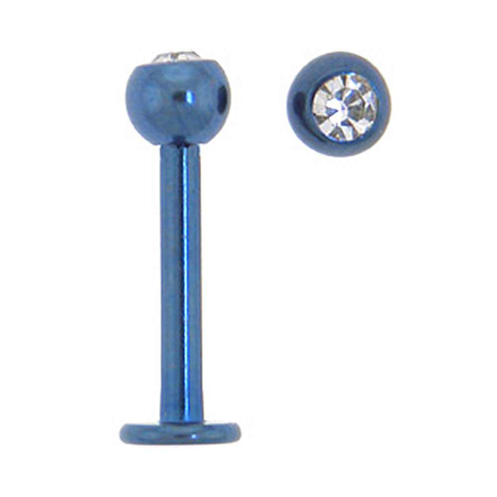 Solid Titanium Single Gem Cobalt Blue Labret 3/8