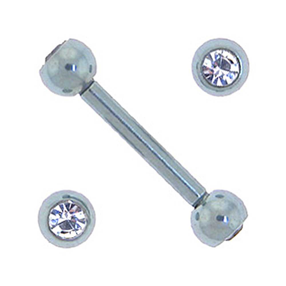 Solid Titanium Double Gem Light Purple Barbell 5/16-3mm