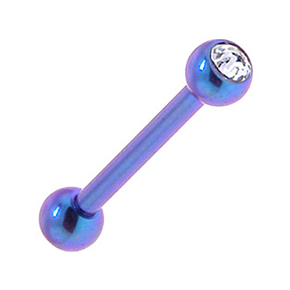 Solid Titanium Double Gem Dream Blue Purple Barbell 3/8-3mm