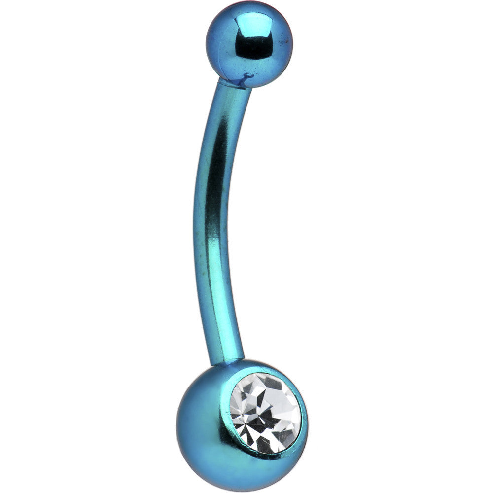Solid Titanium Single Gem Lake Blue Curved Barbell 7/16-4mm