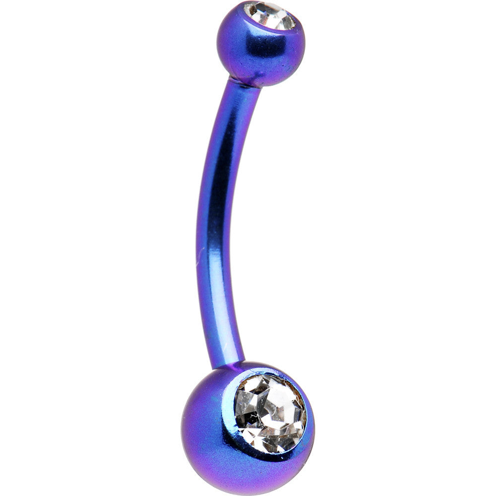 Solid Titanium Double Gem Cobalt Blue Curved Barbell 7/16-6mm