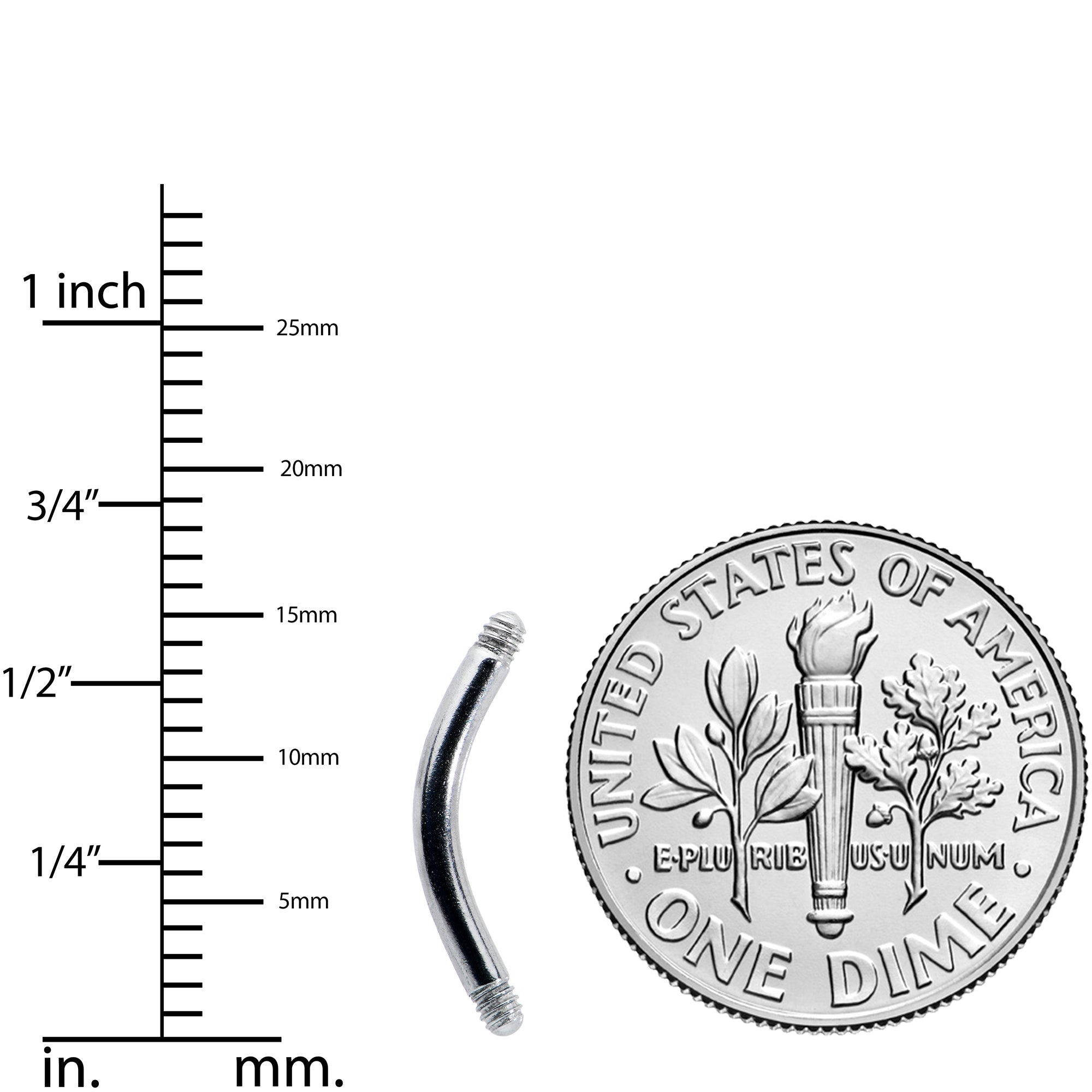 14G 316l Stainless Steel Replacement Curved Barbell 3/8