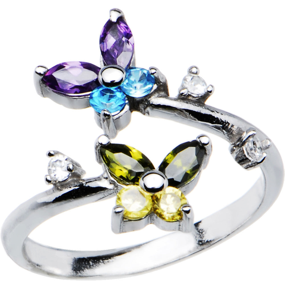 Sterling Silver 925 Cubic Zirconia Butterfly Toe Ring