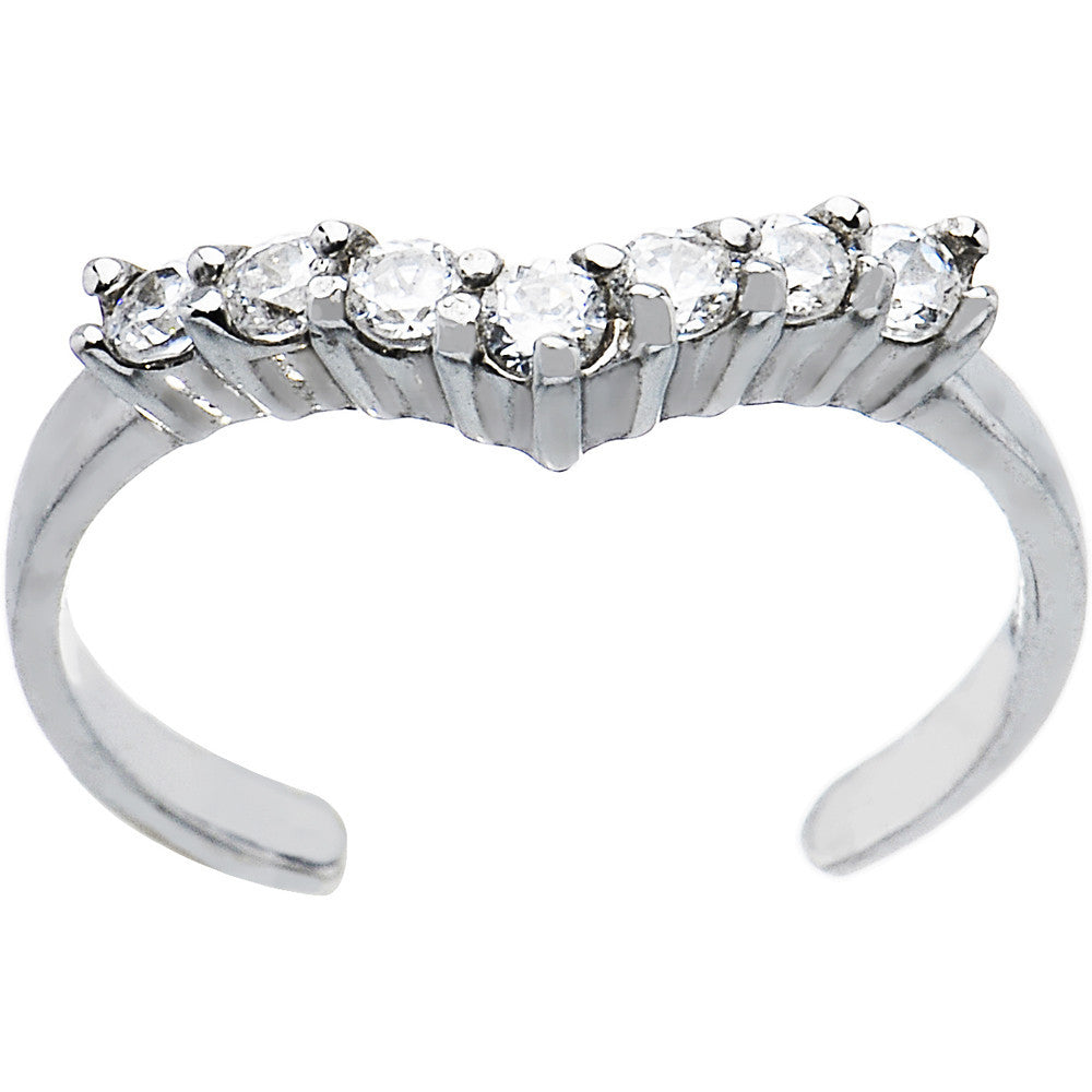 Sterling Silver 925 Cubic Zirconia Princess Toe Ring