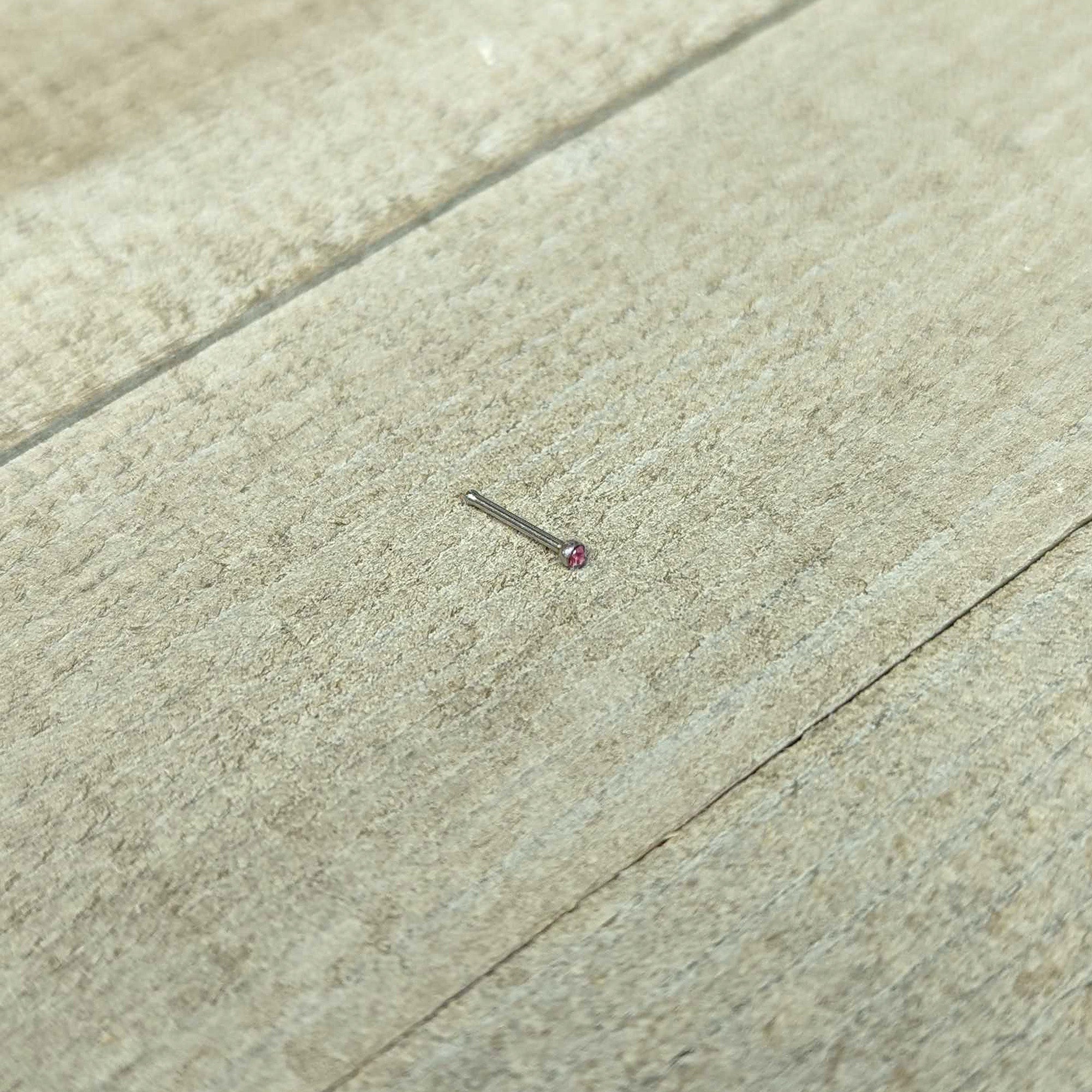 20G Stainless Steel Pink Gem Micro Nose Bone
