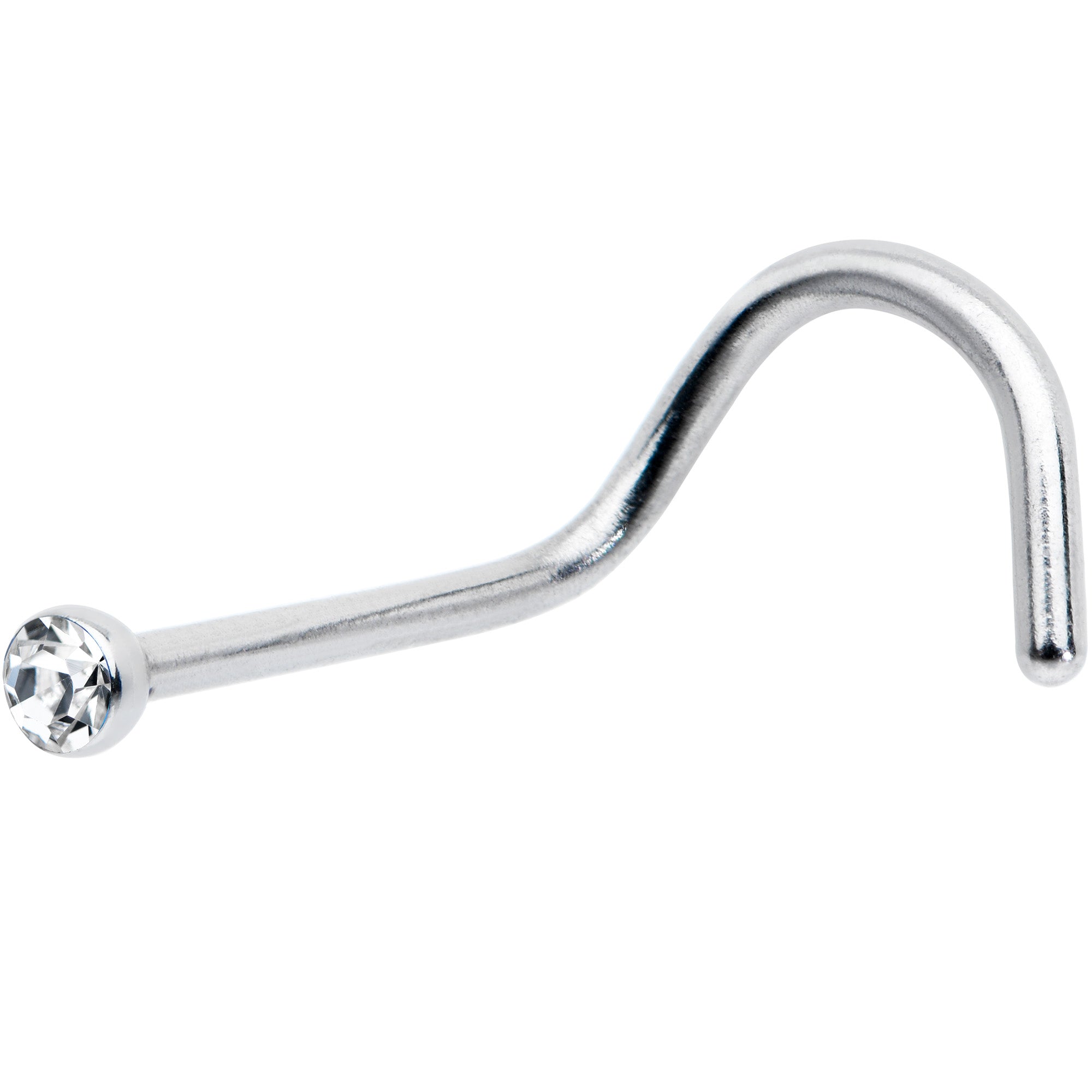 20G Stainless Steel Crystalline Gem Micro Nose Ring Twister