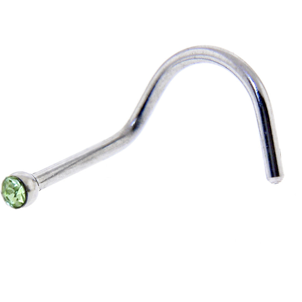 20G Stainless Steel Green Gem Micro Nose Ring Twister
