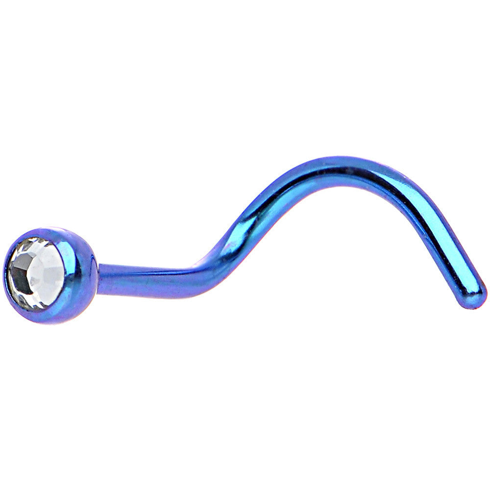 Grade 23 Titanium Teal Crystalline Gem Nose Ring