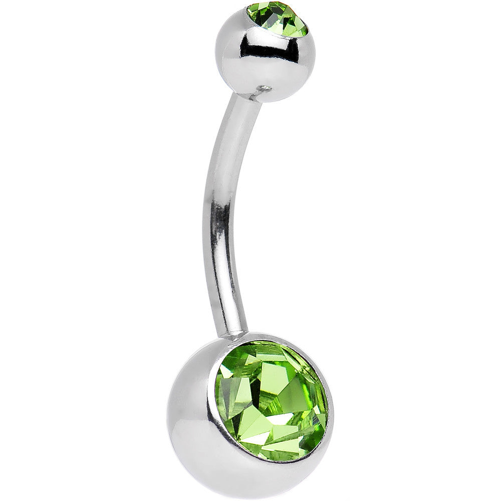 Peridot Double Gem Belly Ring Created with Crystals