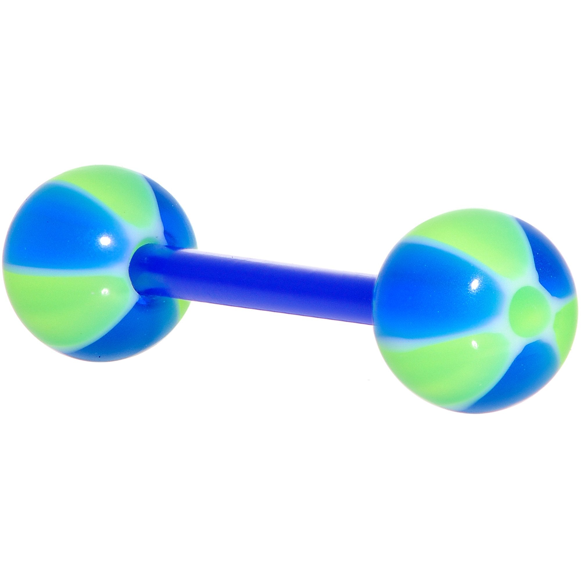 Bioplast Blue Green Beach Ball Barbell Tongue Ring