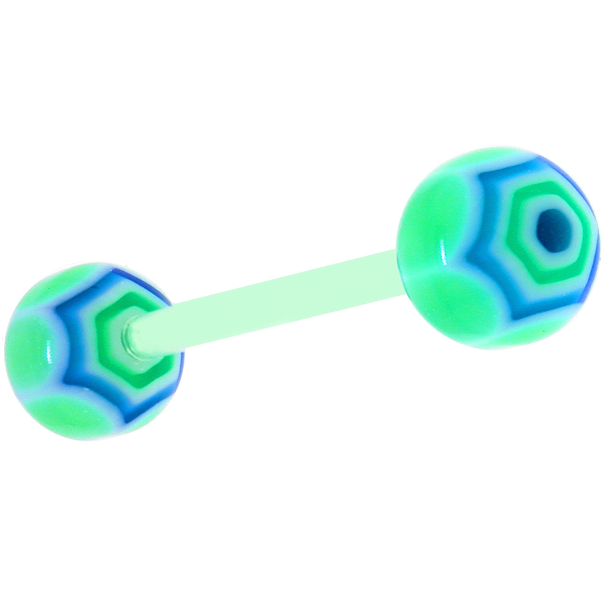 Bioplast Lime Blue Maracas Barbell Tongue Ring