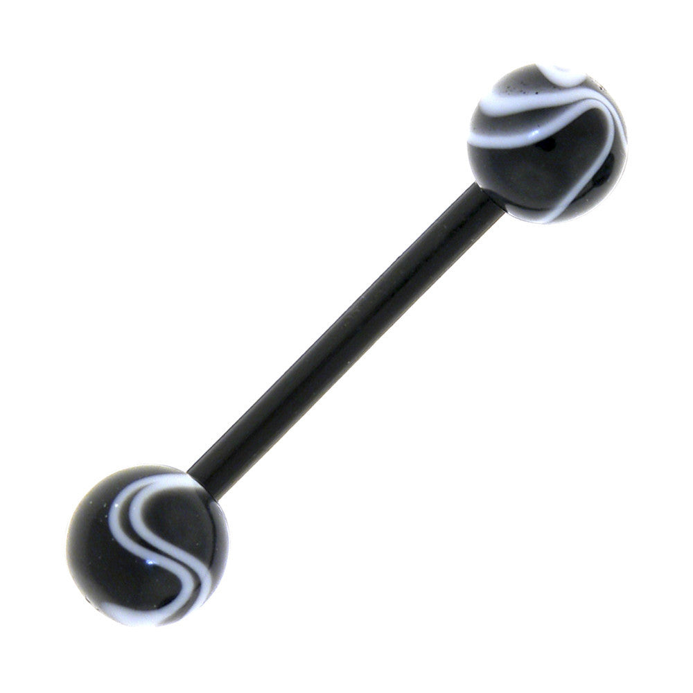 Bioplast Black Marble Barbell Tongue Ring