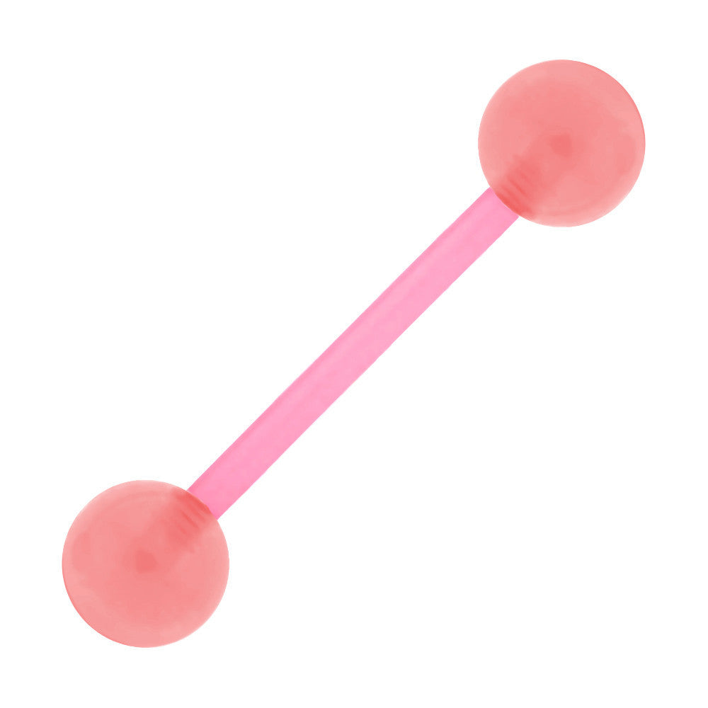 Bioplast Pink Glow In The Dark Barbell Tongue Ring
