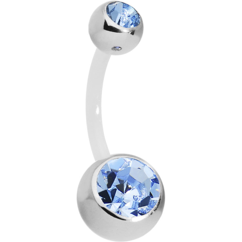 Solar Blue Double Gem Bioplast Belly Ring