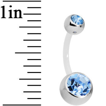 Solar Blue Double Gem Bioplast Belly Ring