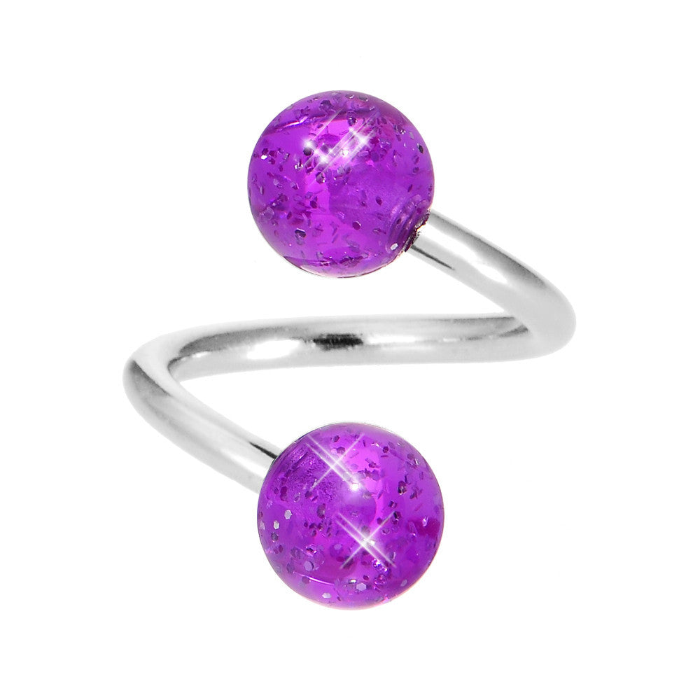 Grape Glitter Spiral Twister Belly Ring