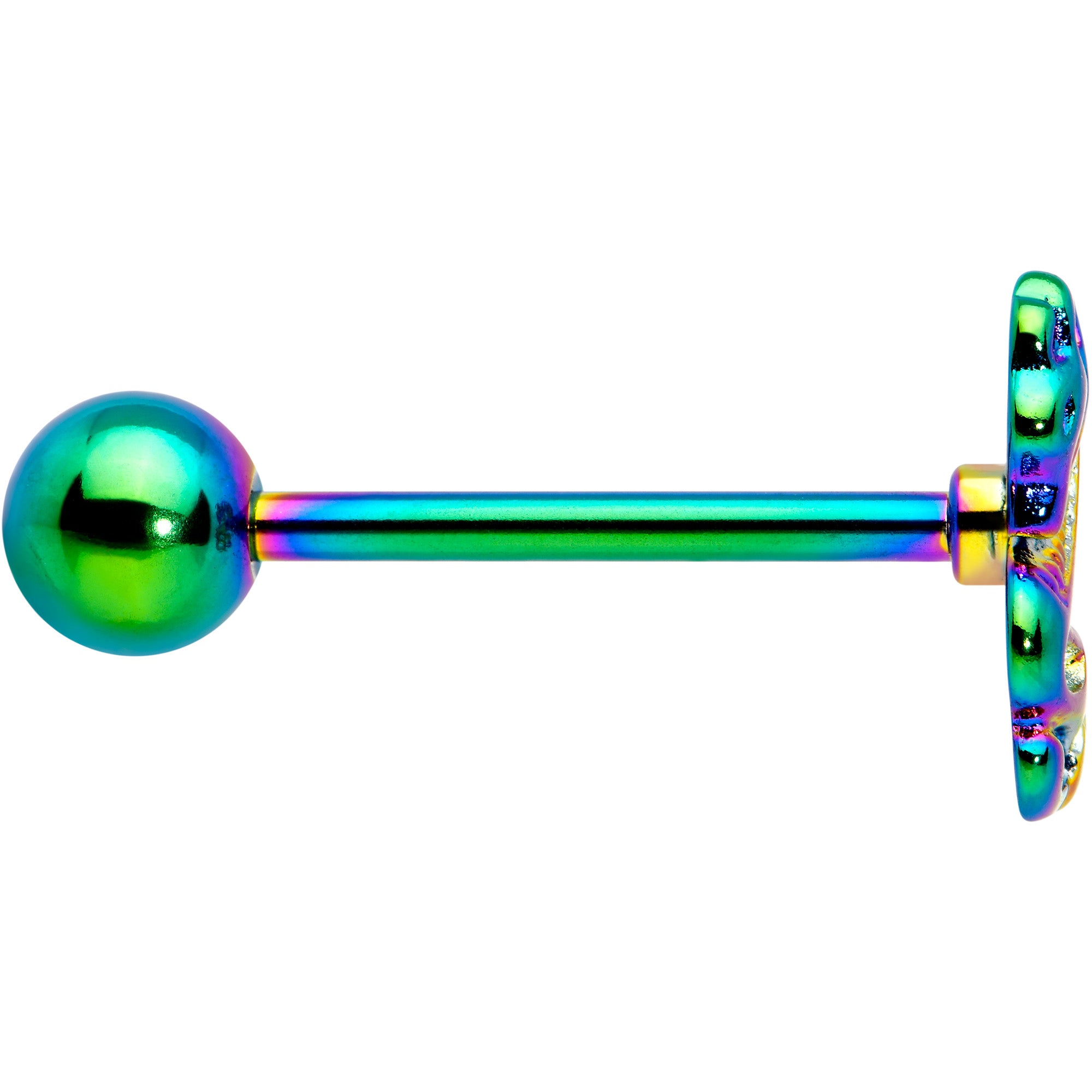 Rainbow Titanium Anodized 3-D Dragon Barbell Tongue Ring