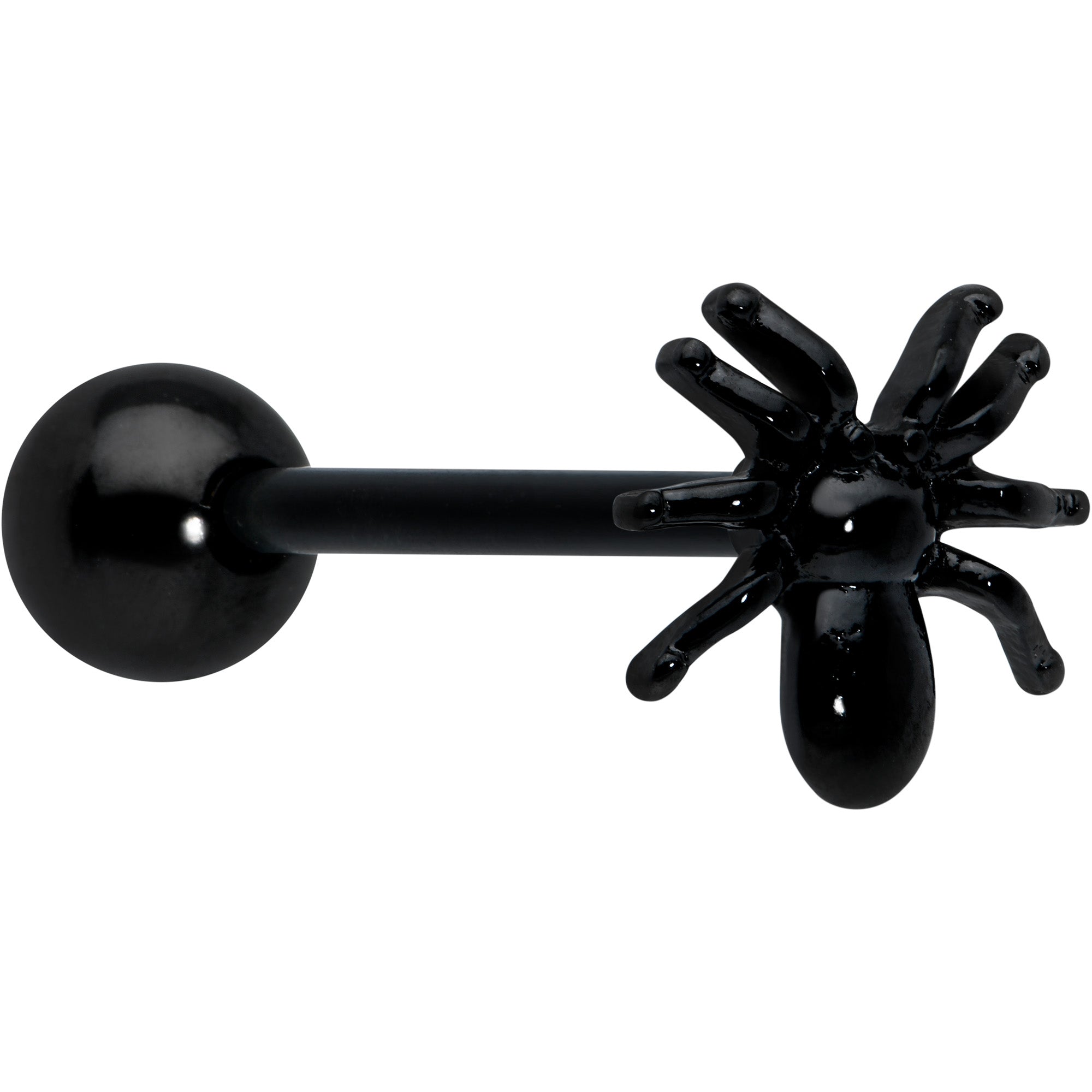 Black Titanium Anodized 3-D Spider Barbell Tongue Ring