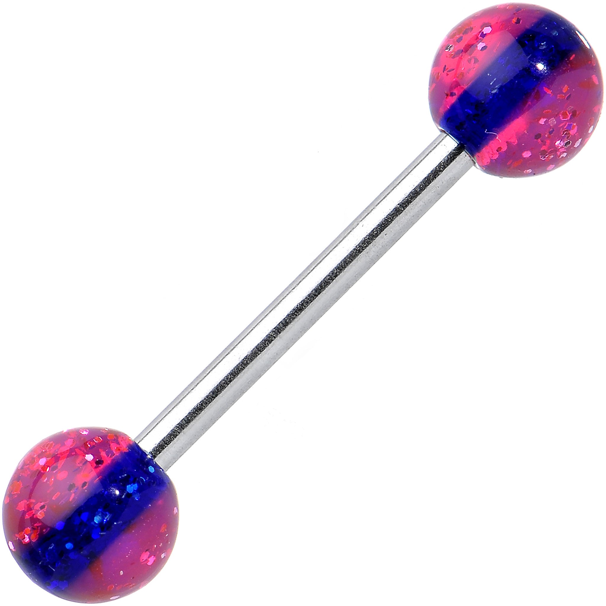High Ball Blue Stripe Glitter Barbell Tongue Ring