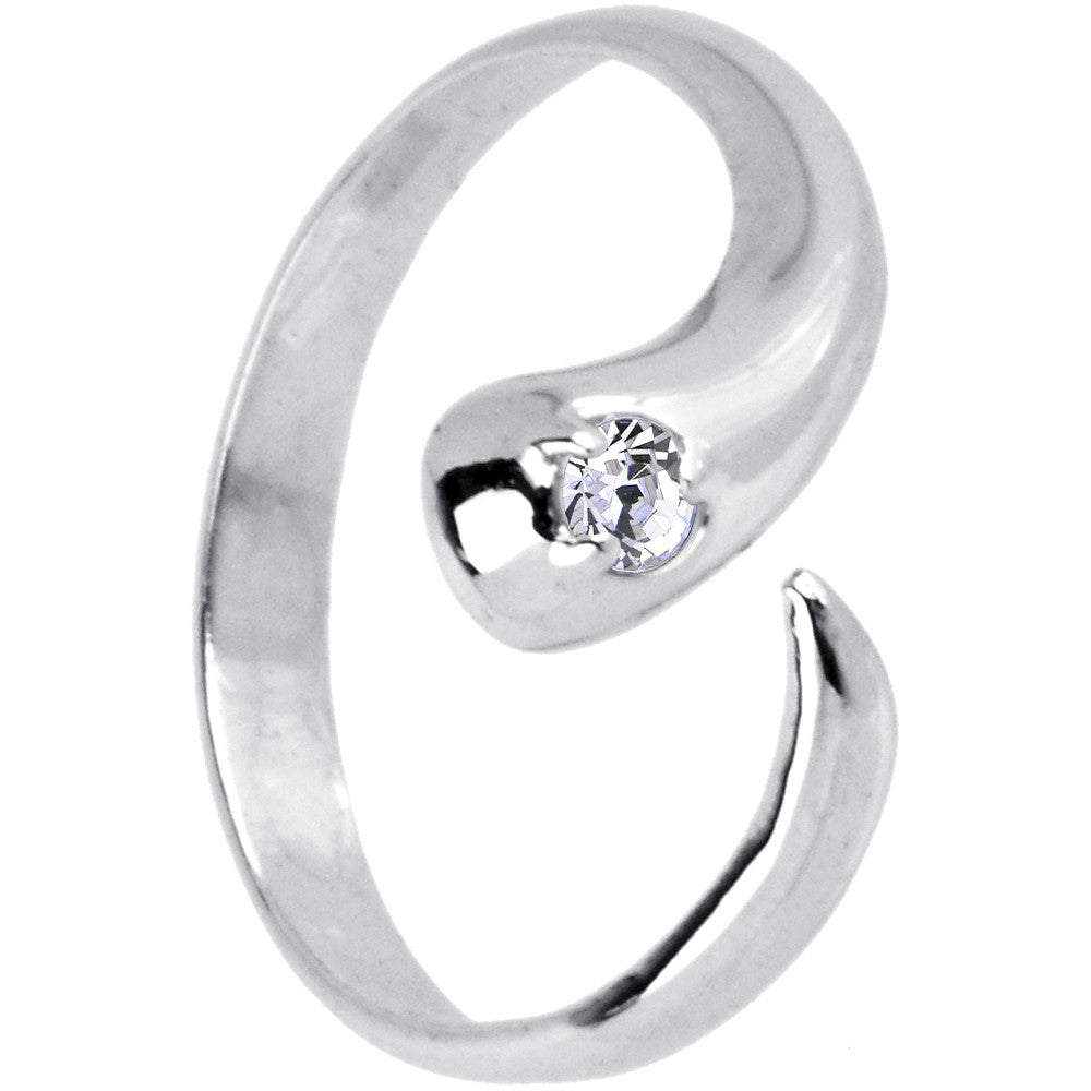 Sterling Silver 925 Cubic Zirconia Solitaire Flare Toe Ring - Size 5