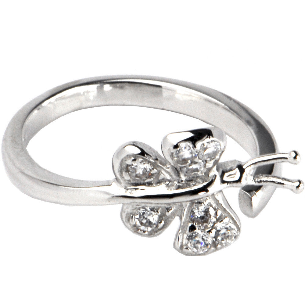 Sterling Silver 925 Cubic Zirconia Paved Butterfly Toe Ring