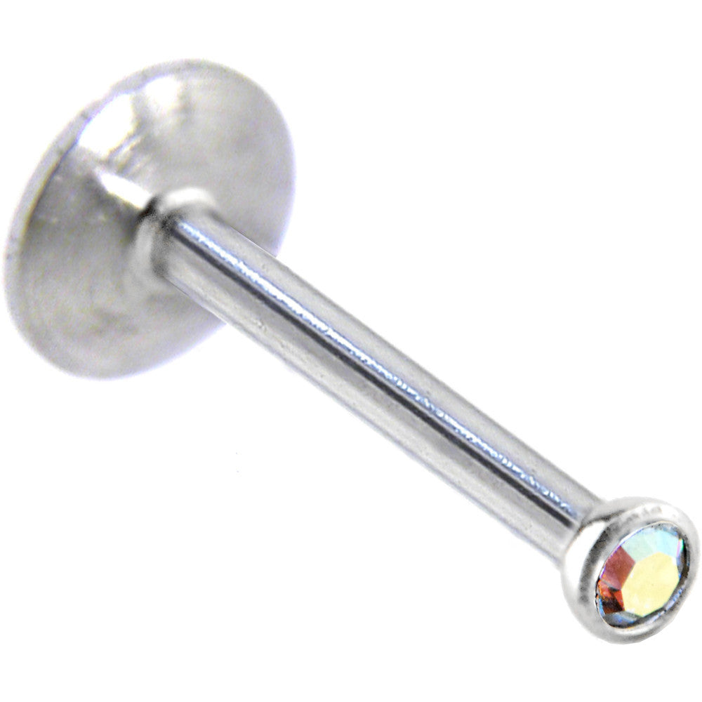 16G Steel Aurora Gem Push-In Monroe Ring - 3/8