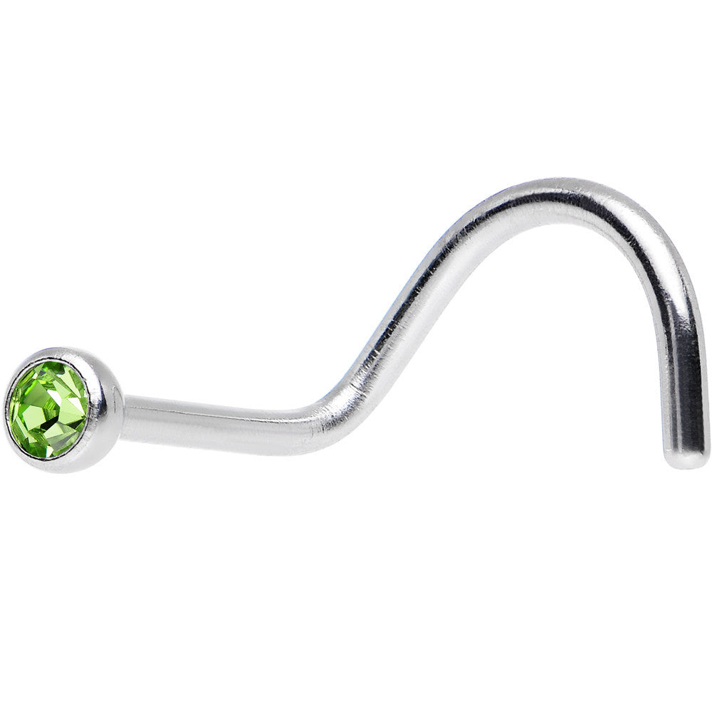 Peridot Crystal Screw Nose Ring Created with Crystals