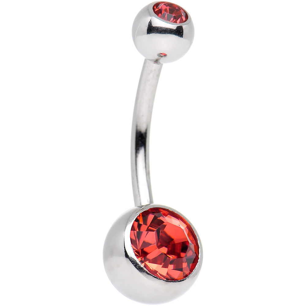 Padparadscha Double Gem Belly Ring Created with Crystals