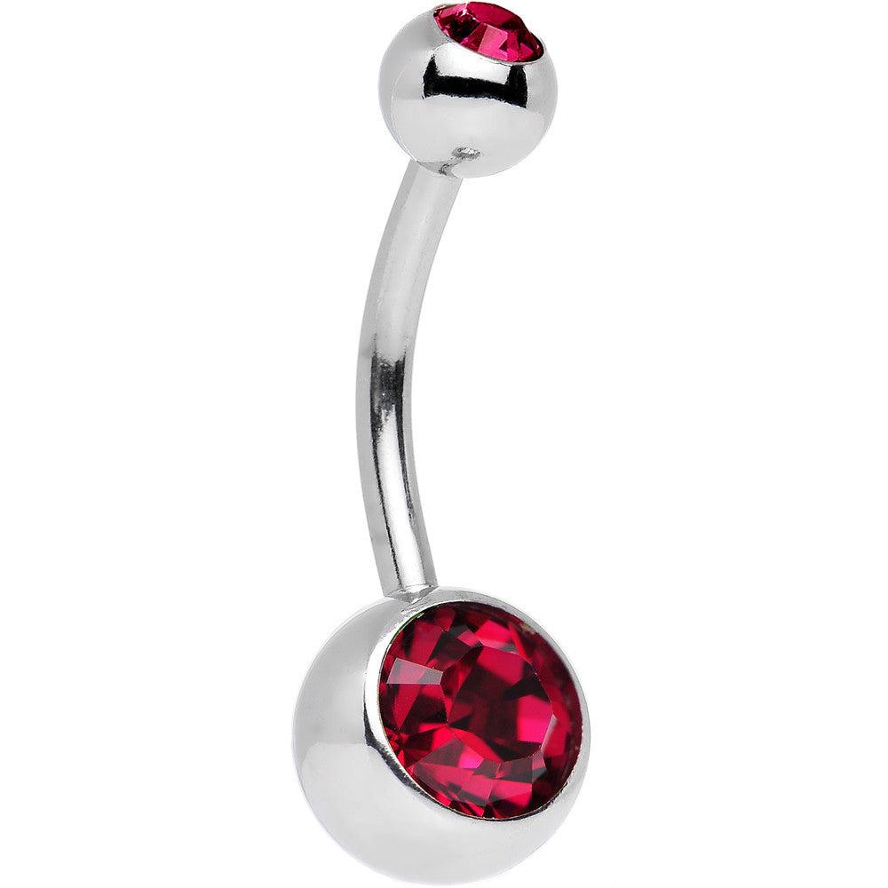 Ruby Double Gem Belly Ring Created with Crystals