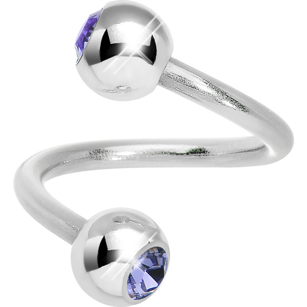 Tanzanite Double Gem Spiral Belly Ring Created with Crystals