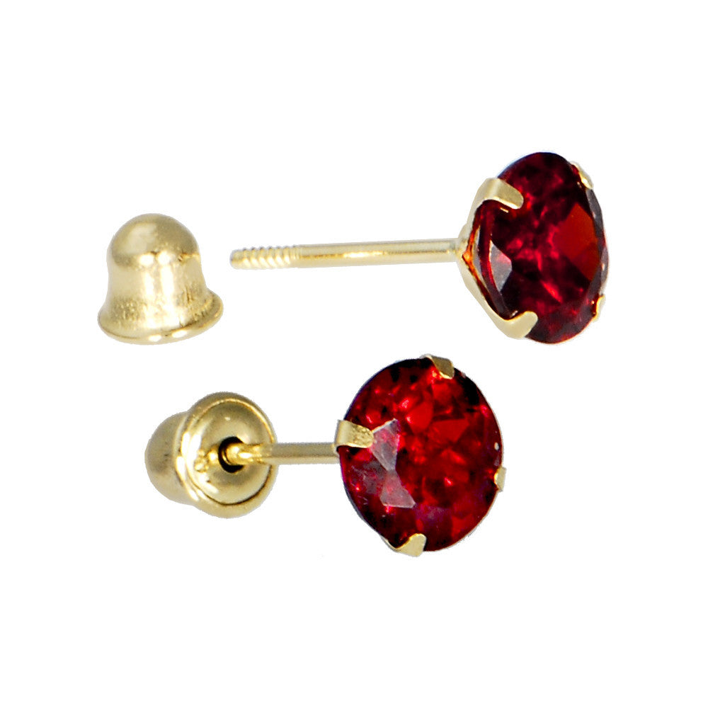 Solid 14kt Yellow Gold .47 Carat Cubic Zirconia JULY Birthstone Earrings