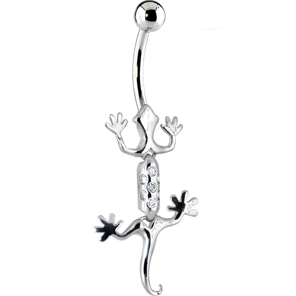 16G Solid 14k White Gold Lizard Belly Ring