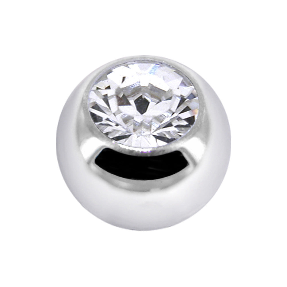 Solid 14k White Gold Cubic Zirconia Replacement Ball 4.5mm - 14G