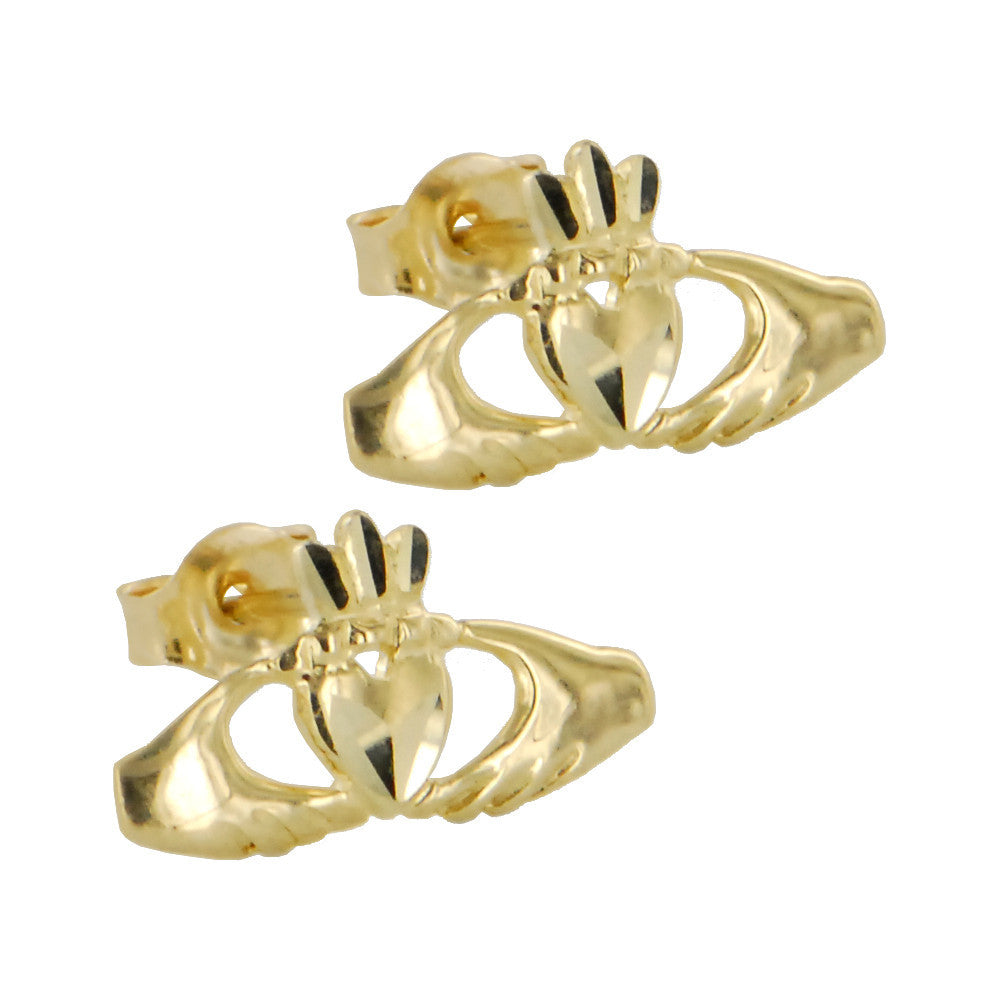 Solid 14K Gold CLADDAGH Earrings