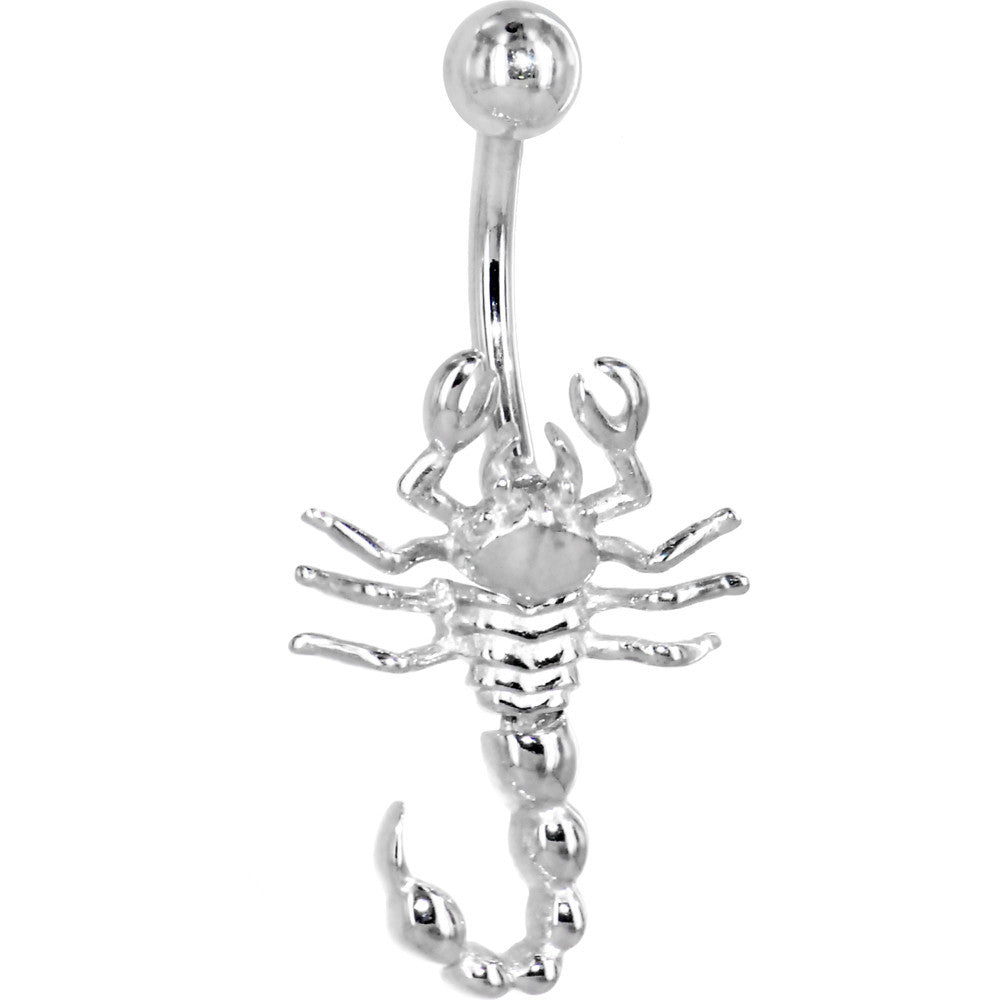 16G Solid 14K White Gold SCORPION Belly Ring