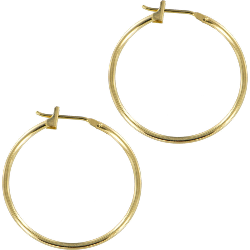 Solid 14K Yellow Gold Hoop Earrings 1 Inch Diameter