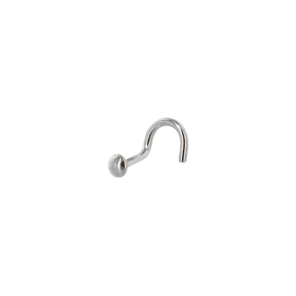 Solid 14K White Gold DOME Nose Ring