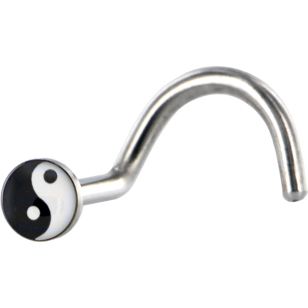 Surgical Steel Black and White YIN YANG Logo Nose Ring