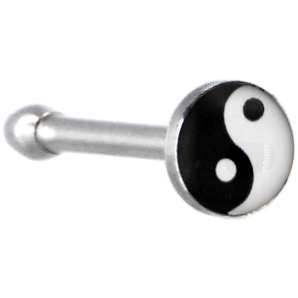 Surgical Steel Black and White YIN YANG Logo Nose Ring