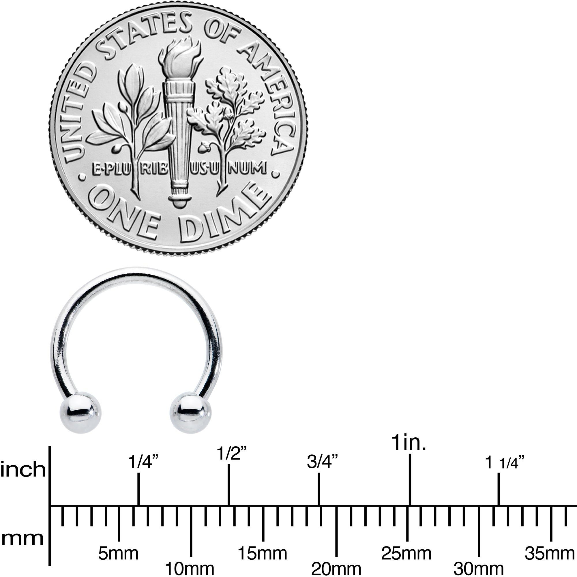 16G STEEL HORSE SHOE Circular Barbell 3/8 3mm