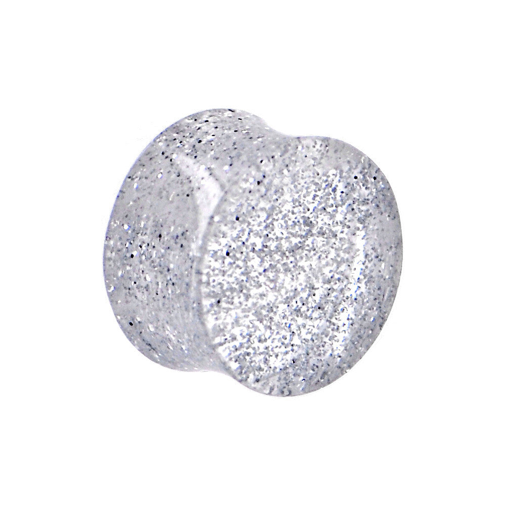 5/8 Clear GLITTER Acrylic Saddle Plug