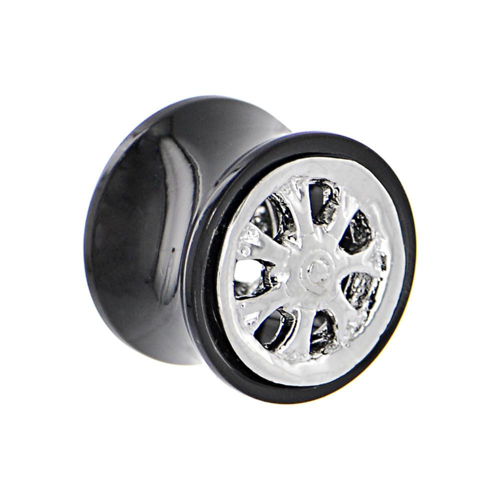 Black Acrylic No. 2 WHEEL FRAME Saddle Plug 00G to 20mm