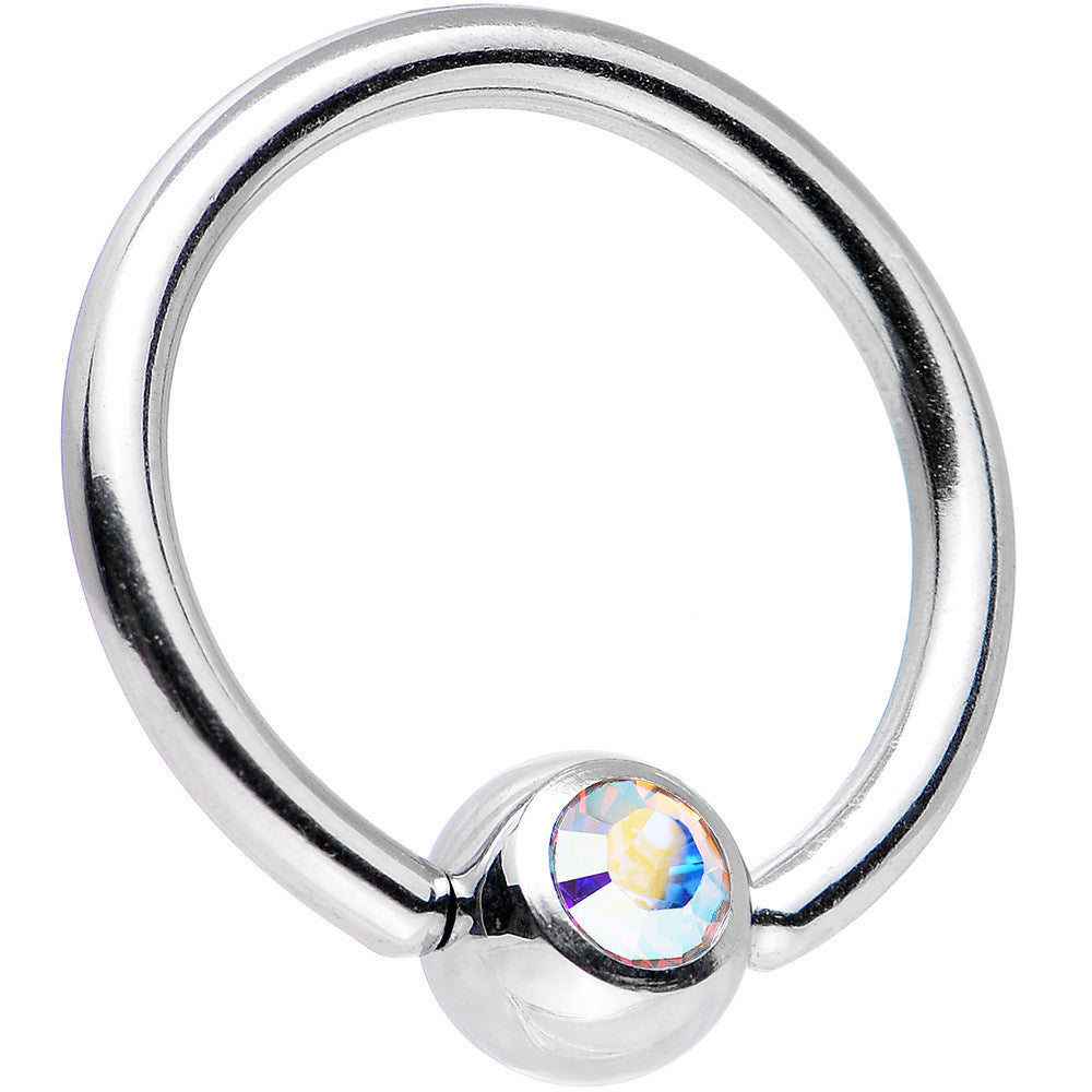 14G Aurora Gem BCR Captive Ring Created with Crystals