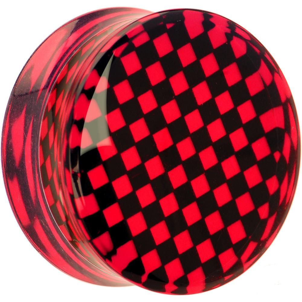 Red and Black Checker Inlayed Saddle Plug 2G to 30mm